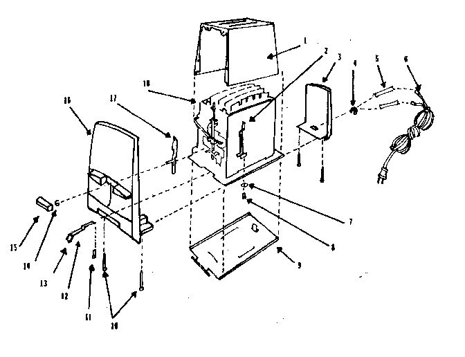 Replacement Parts Diagram and Parts List for T620B  Proctor Silex Toaster